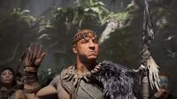 Клон Сантьяго, показанный в трейлере ARK II, с бритой головой и лицом.