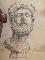 Rockwell's depiction of a sculpture of Nerva's face